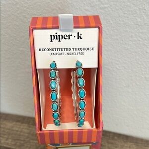 Piper K | Reconstituted Turquoise Hoop Earrings